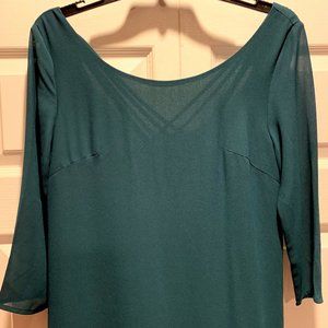 Hunter Green Chiffon Criss-Cross Mini Dress